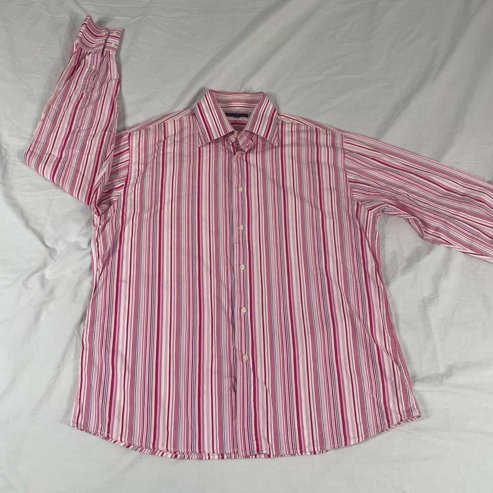 Urban Behavior Mens Pink Striped Long Sleeve Button Up Shirt Size XL